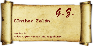 Günther Zalán névjegykártya